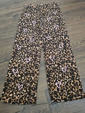 Lucky You Girls Denim Jeans Pants Medium 10 Juniors Black Leopard Pink Heart